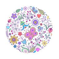 floral hand drawn colorful pattern on white background