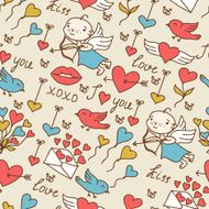 Valentine&#039;s day lovely seamless texture with cute doodles N6