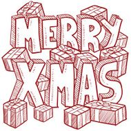 Merry Christmas message vector sketch N2