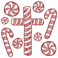 Candy cane and peppermints sketch