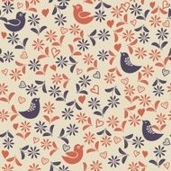 retro floral seamless background with birds N4