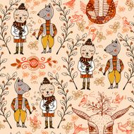 vector seamless pattern with cartoon animals N4
