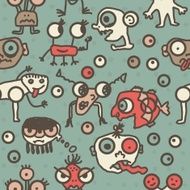 doodle monsters seamless pattern