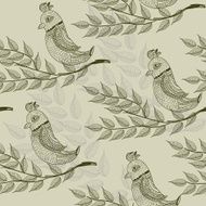 seamless floral pattern with parrots