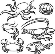 Seafood collection in Black and White N2