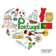 Portuguese symbols in heart shape concept N2