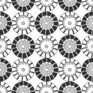 Seamless black and white abstract pattern of circles N3