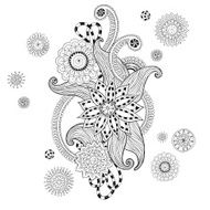 Henna Paisley Mehndi Doodles Design Element N8