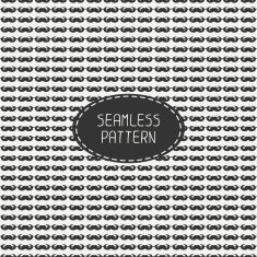Vector hand drawn seamless fashion retro pattern with hipster mustache