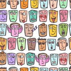Sketch emoticons seamless pattern