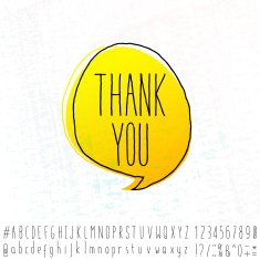 Thank You Word Text Space Doodle Speech Bubble With Alphabet