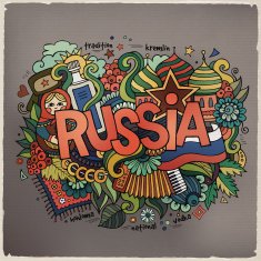 Russia hand lettering and doodles elements background N3