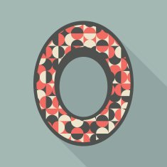 Vintage photo frame with colorful circles and semicircles