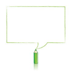 Green Pencil Drawing Rectangular Speech Balloon