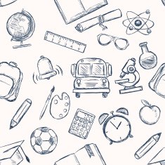 Vector Seamless Pattern of School Symbols Back to N20