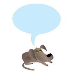 little dog with speech bubble N16