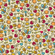 Happy insects seamless pattern