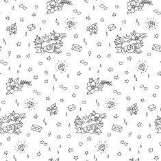 Hand drawn Valentine's day tattoo pattern N3