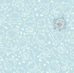 Robot With Human Heart Seamless Pattern