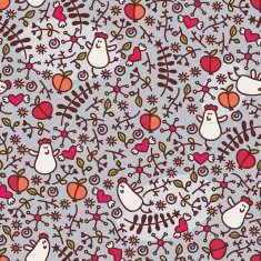 Seamless pattern with romantic chickens