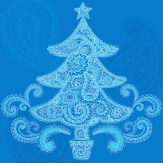 Christmas Tree Paisley Henna Mehndi Doodles Vector