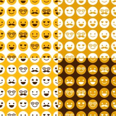 Set of seamless pattern cheerful and happy smileys