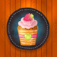 vector cupcake with chocolate raspberry