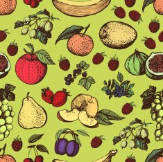 Decorative pattern of hand-made graphics color fruit