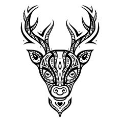 Deer head Ethnic pattern N2
