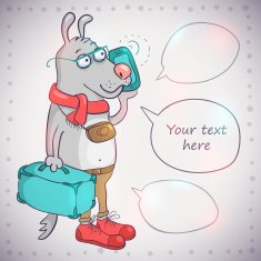 Funny cartoon dog talking over the telephone N2