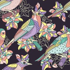 Seamless floral pattern with birds N11