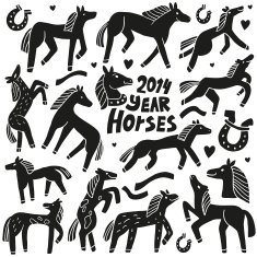 Horses - doodles set