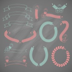 Set of retro ribbons and frames N6