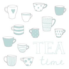 Sketch drawn 12 cute cups
