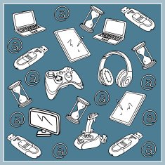 Doodle set communication icons background hand drawn sketch illustration