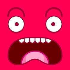 Vector Cute Cartoon Pink Screaming Face