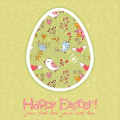Easter egg cute floral card N2
