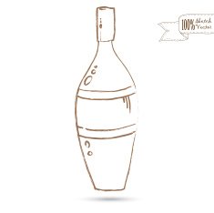 Sketch of Wine Bottle Isolated On The White Background