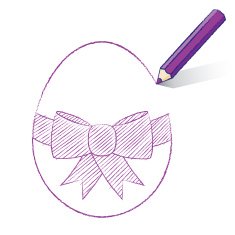 Purple Pencil Drawing Easter Egg with a Bow