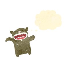 retro cartoon laughing little bear