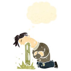 retro cartoon man being sick