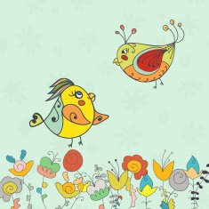 background with flower and bird N2