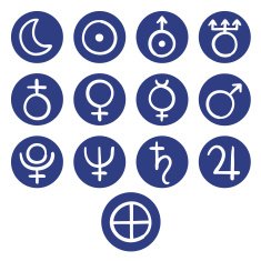 Icons for the planets sun and moon illustration