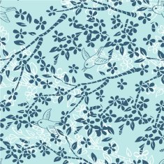 vector seamless of birds branches and flowers