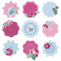 Scrapbook Design Elements - Tags with Flowers