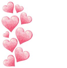 Hand drawn colorful Valentine hearts border N3