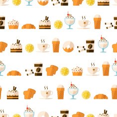 Seamless pattern with dessert and drinks N2
