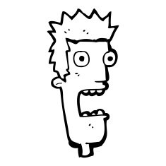 cartoon shocked man's face N14