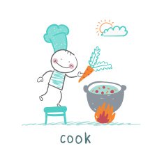 cook cooking in a cauldron