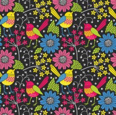 Seamless floral pattern with birds N13